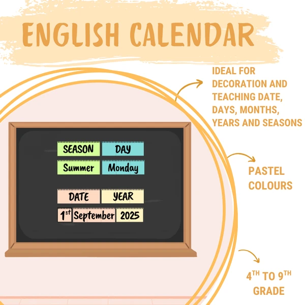 English calendar (pastel colours)