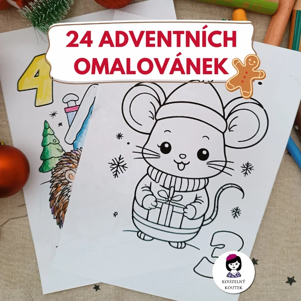 24 adventních omalovánek | Advent | Vánoce | Omalovánky | Zima