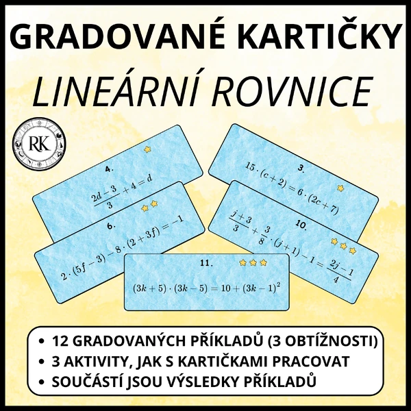 Lineární rovnice - Gradované kartičky
