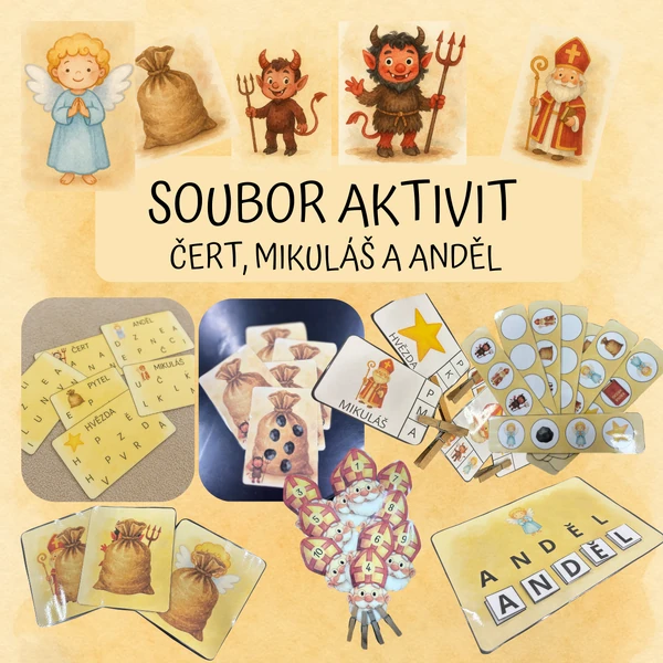 Soubor aktivit - Mikuláš, čert a anděl