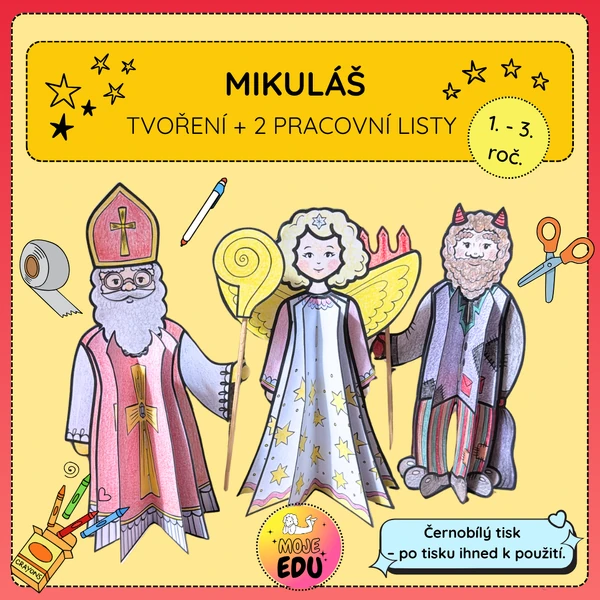 Mikuláš - 3D tvoření, pracovní listy