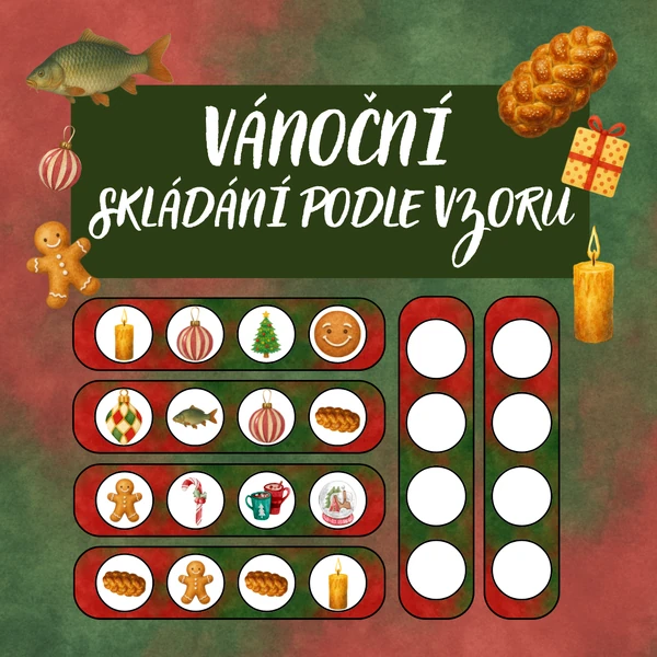 Skládání obrázků podle vzoru - Vánoce