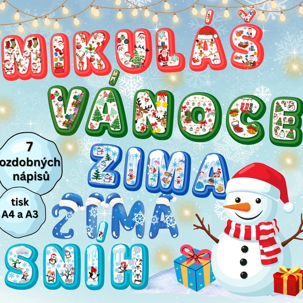 Zimní ozdobné nápisy/zimní výzdoba