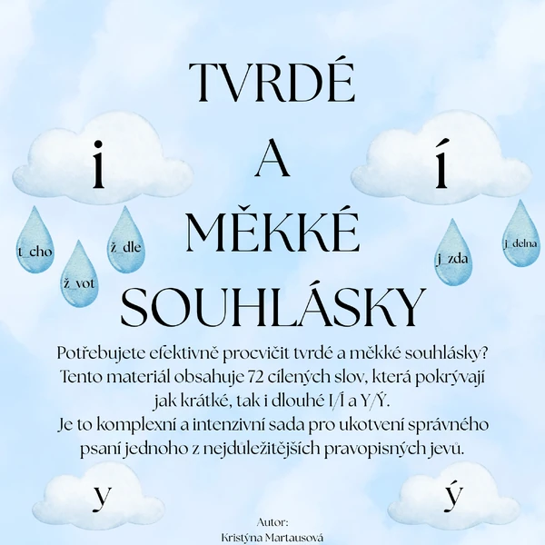 Tvrdé a měkké souhlásky - Procvičování i/í, y/ý