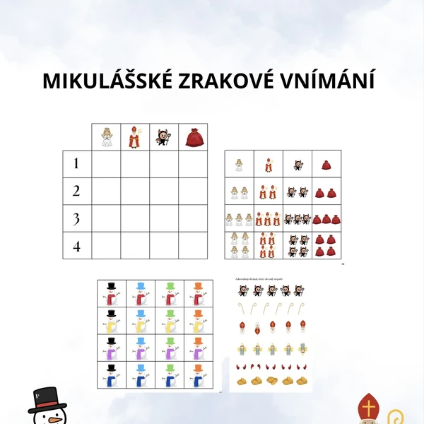 Zimní zrakové vnímání s Mikulášem a sněhulákem