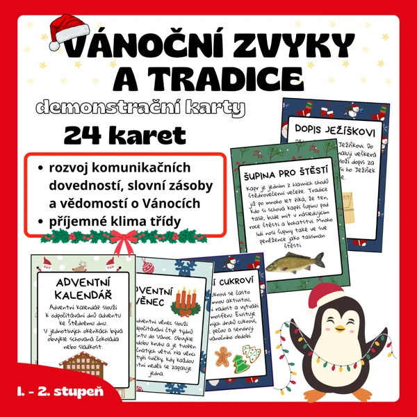 VÁNOČNÍ zvyky a tradice - 24 karet