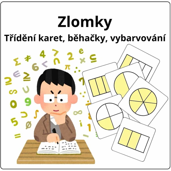 Zlomky - přiřazování karet, běhačky, vybarvování 