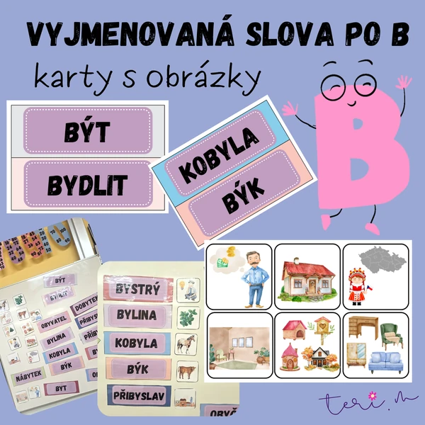Vyjmenovaná slova po B – karty s obrázky