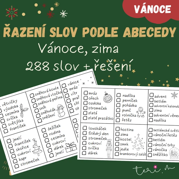 ABECEDA - řazení slov (Vánoce, zima)