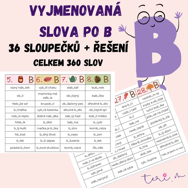 VYJMENOVANÁ SLOVA PO B - sloupečky