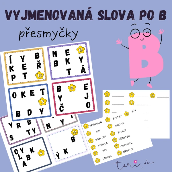 VYJMENOVANÁ SLOVA PO B – PŘESMYČKY