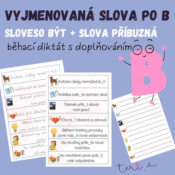 VYJMENOVANÉ SLOVA PO B - BÝT - běhací diktát