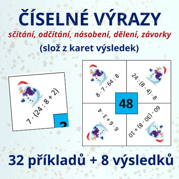 ČÍSELNÉ VÝRAZY (slož z karet výsledek)