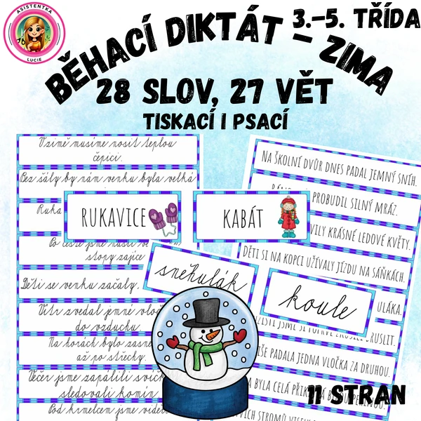 Běhací diktát ZIMA pro 3. - 5. třídu