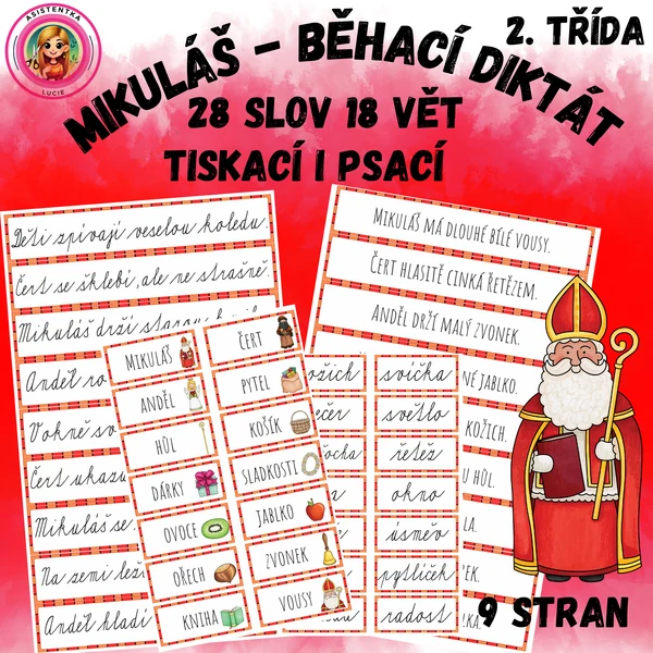 Mikuláš - běhací diktát pro 2. třídu