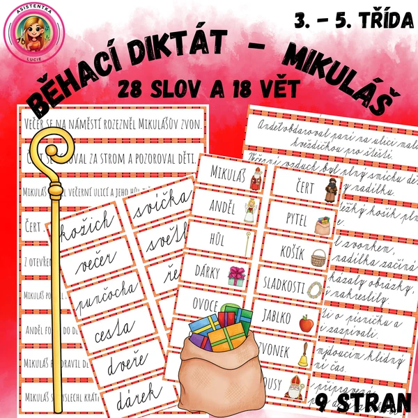 Mikuláš - běhací diktát pro 3. - 5. třídu
