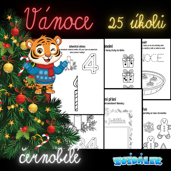Sešit plný aktivit - Vánoce/černo-bílý tisk