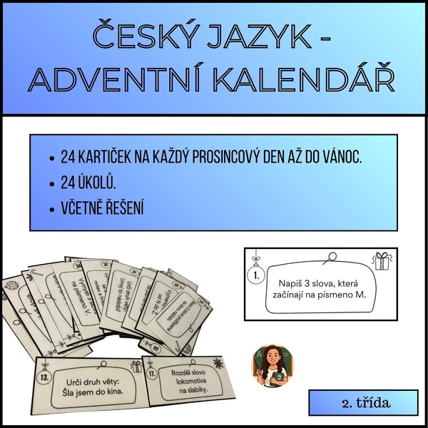 Adventní kalendář - český jazyk 2.třída