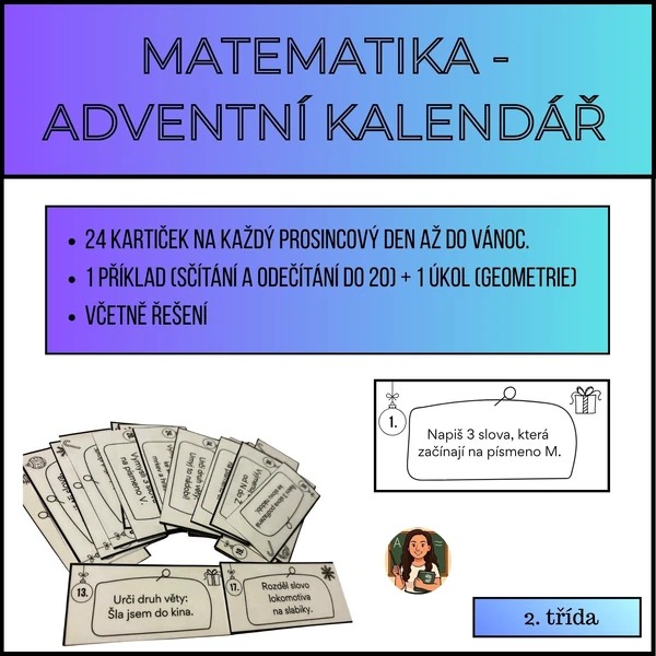 Adventní kalendář - matematika 2. třída