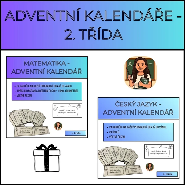Adventní kalendáře ČJ + M 2. třída