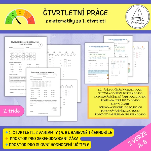 Čtvrtletní práce z matematiky pro 2. třídu (1. čtvrtletí)