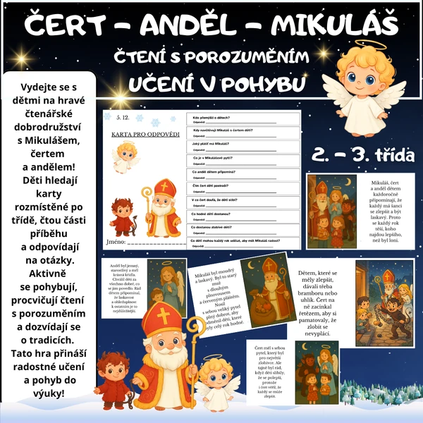 Mikuláš - čert - anděl - ČTENÍ S POROZUMĚNÍM 2.-3. TŘÍDA