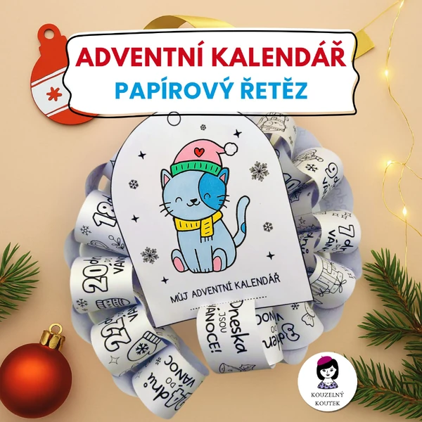 Papírový adventní kalendář A4 | Adventní kalendář | Vánoce | Advent | Papírový řetěz