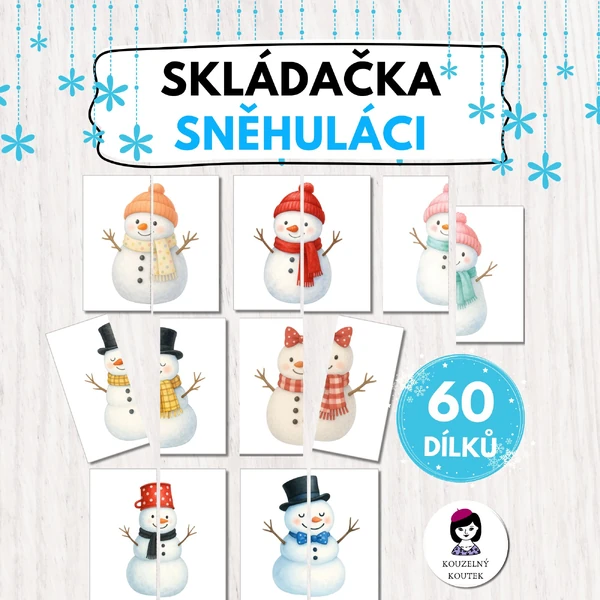 Zimní Puzzle skládačka sněhuláci | Advent | Zima | Vánoce | Sníh
