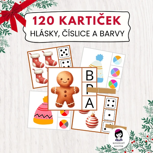 Vánoční kolíčkování - počítání, barvy, první hláska | Vánoce | Advent | Zima