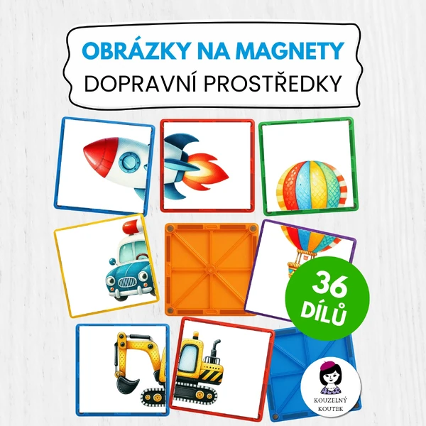 Obrázky na magnetickou stavebnici dopravní prostředky | Magnetické puzzle | Magnetická skládačka | Doprava