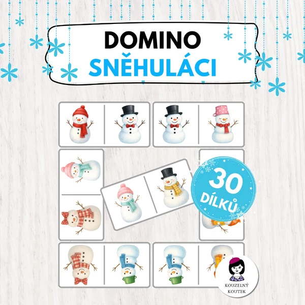 Zimní domino se sněhuláky | sněhuláci | zima | Vánoce | Advent