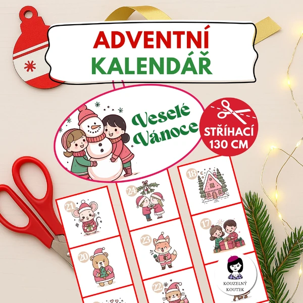Adventní kalendář 1 | Stříhací | Odstříhávaní | Stříhání | Advent | Zima | Vánoce 