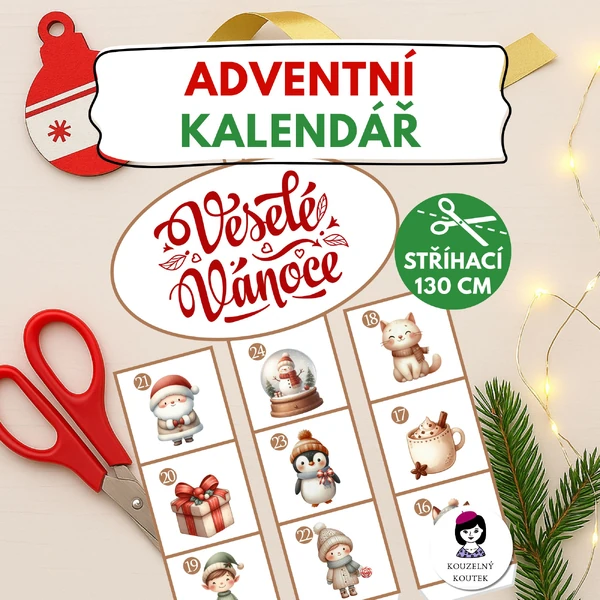 Adventní kalendář 2 | Stříhací | Odstříhávaní | Stříhání | Advent | Zima | Vánoce