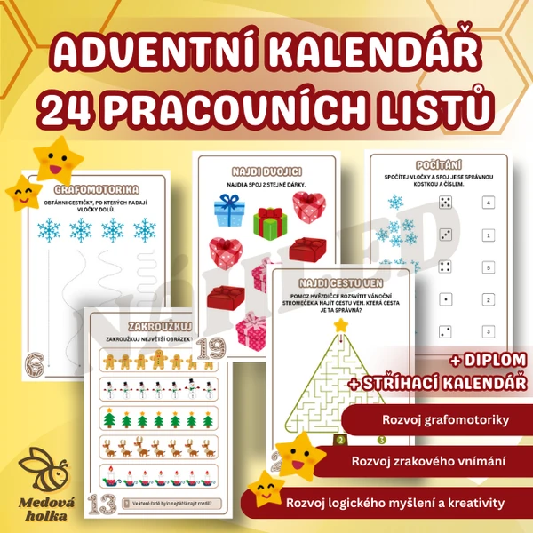 Adventní kalendář - 24 pracovních listů