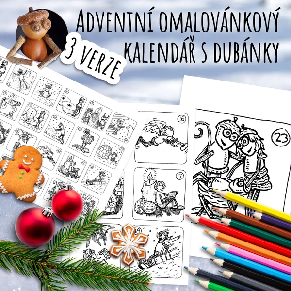 Adventní omalovánkový kalendář s dubánky