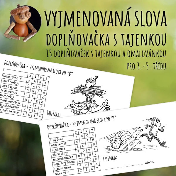 Doplňovačka s tajenkou - vyjmenovaná slova