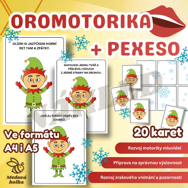 Oromotorika + pexeso - Vánoční skřítek