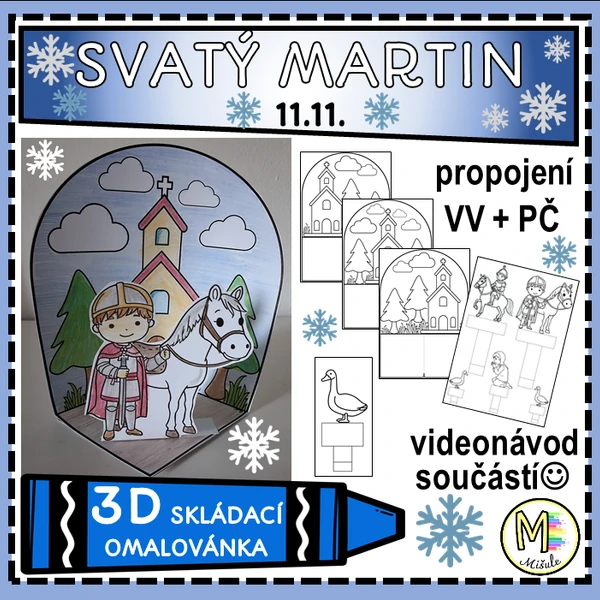 SVATÝ MARTIN - 3D SKLÁDACÍ OMALOVÁNKA