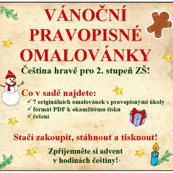 Vánoční pravopisné omalovánky