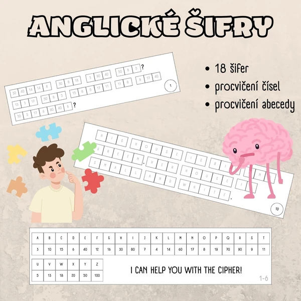 Anglická šifra - numbers and alphabet
