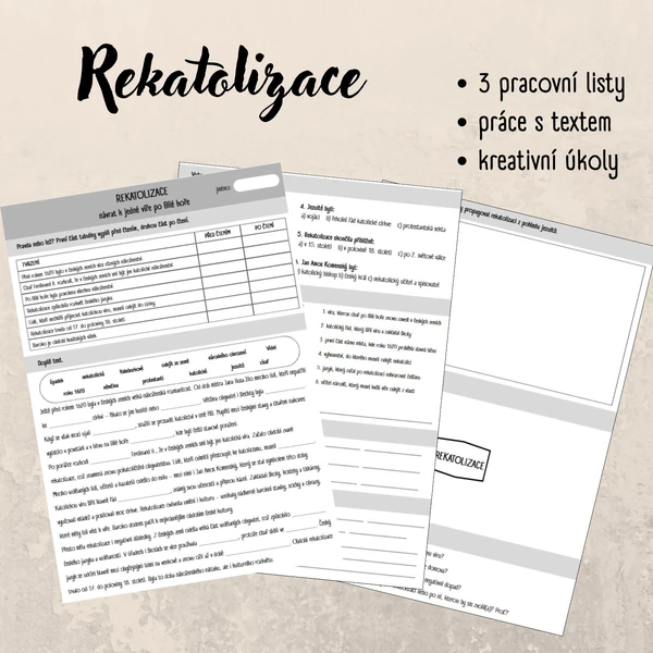 Rekatolizace - pracovní listy