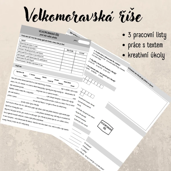 Velkomoravská říše - pracovní listy