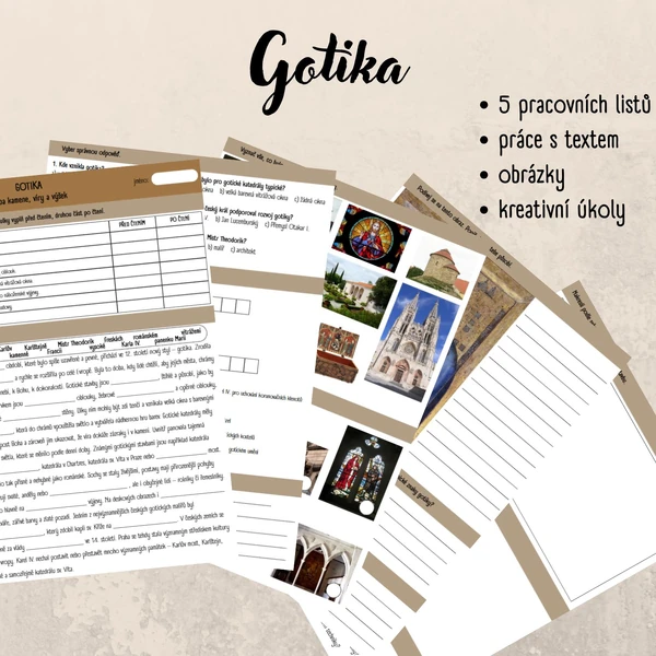 Gotika - pracovní listy