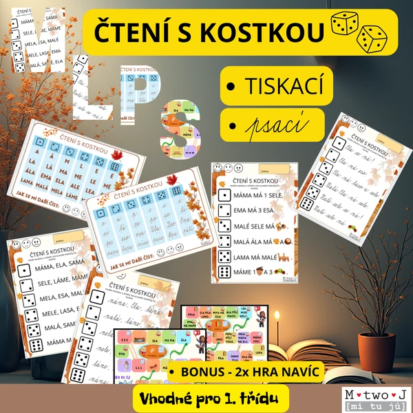 Čtení s kostkou - M, L, P, S
