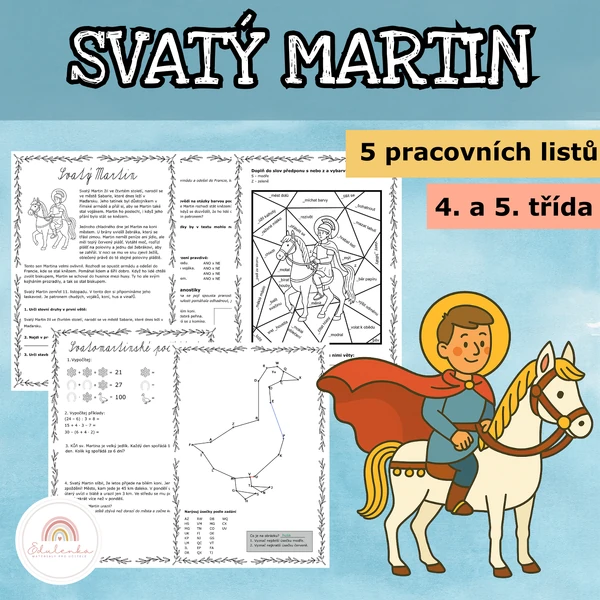 Svatý Martin - pracovní listy do ČJ a M