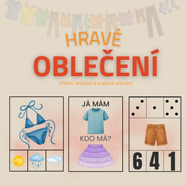 👖Hravé oblečení - třídění, skládání a zrakové vnímání👚👟