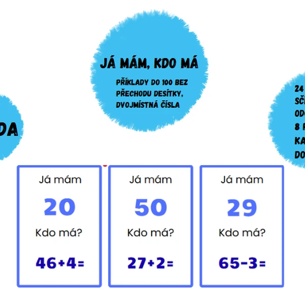 Já mám, kdo má? Příklady do 100 bez přechodu desítky