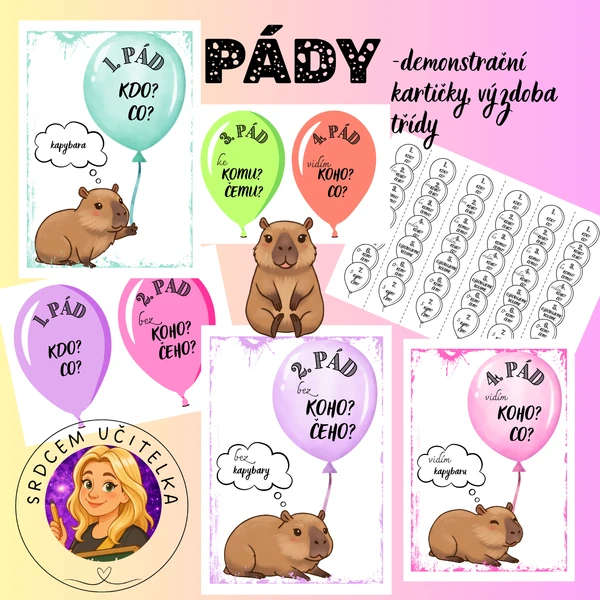 Pády - demonstrační kartičky, výzdoba třídy