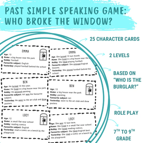 Past simple speaking game: Who broke the window?