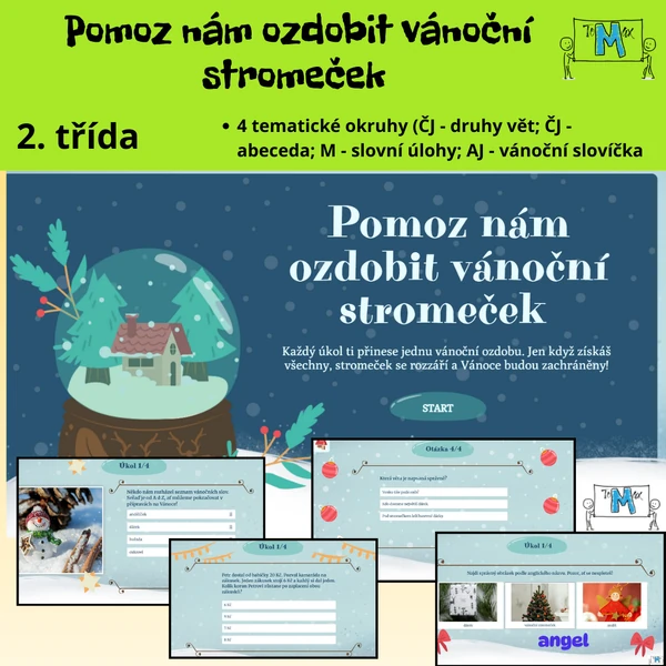 Pomoz nám ozdobit vánoční stromeček (učivo 2. třídy)